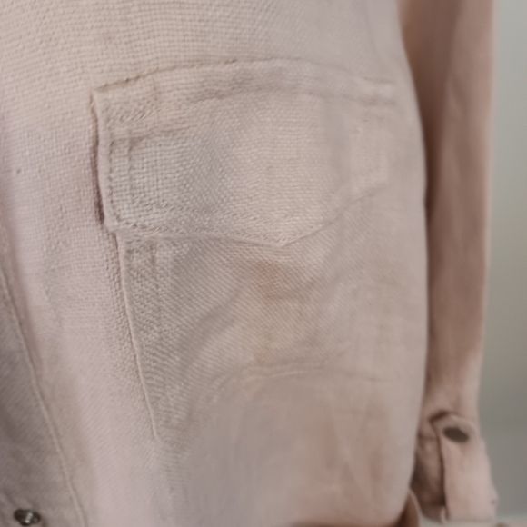 Size Large C&C California Womens 100%  Linen Jacket Beige Spring - Picture 6 of 9